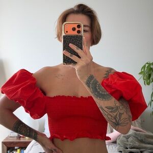 Zara Vibrant Red Striped Top